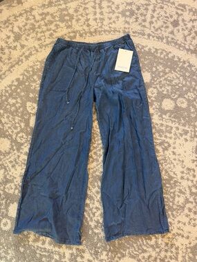 Women's Blue Wide-Leg Drawstring Pants